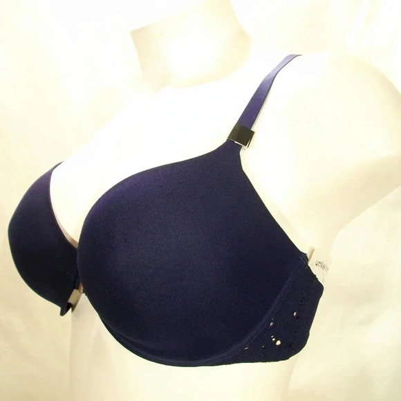 36DDD Unveiled Felina Beautiful Love Front Close Underwire Bra Navy Blue NWT - Picture 5 of 13